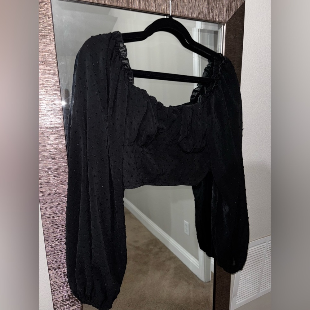 SHEIN Black Textured Blouse
